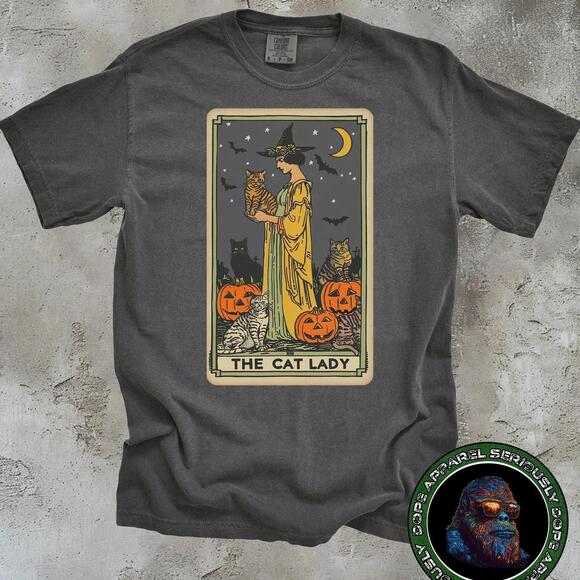 Other - Cat Lady Tarot Card Shirt, Halloween Party Tshirt For Women